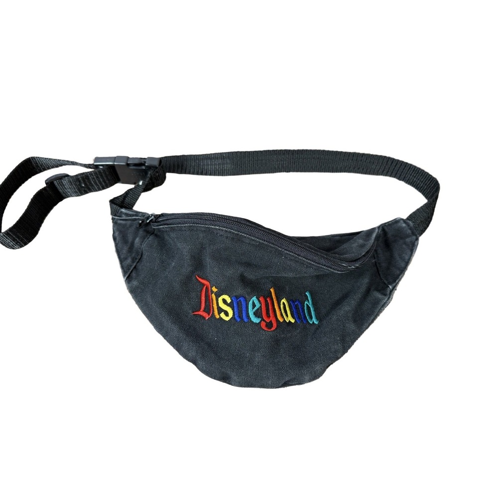Disney Disneyland Fanny Pack Black Embroidered Logo Nifco Buckle